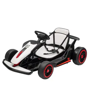 【Christmas Gift】Kids Electric Drift Go Kart 24V with Adjustable Seat Dual Motors LED Lights for Ages 6-12 White