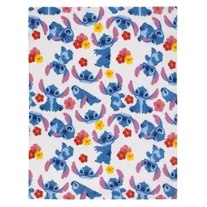 NoJo Disney "S" is for Stitch Super Soft Toddler Blanket, Blue, Pink, Yellow, and White