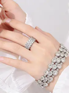 3 Carat Diamond Three Row Women's Anniversary Ring, Platinum or Dalí Ring, Elegant Geometric Design, All Seasons Jewelry