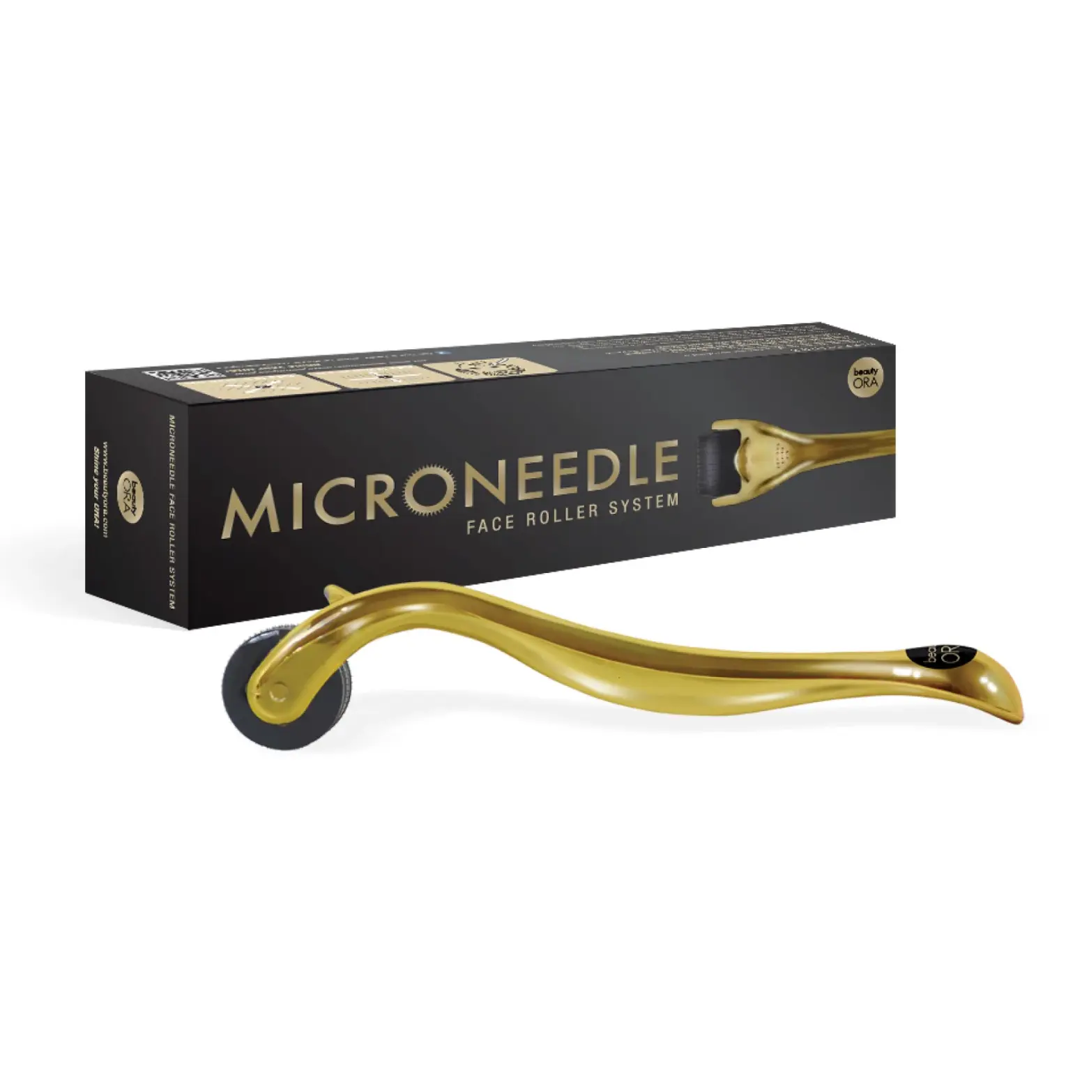 ORA Gold Deluxe Microneedle Dermal Roller System - GOLD Handle/Black Head (0.25mm)