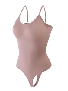 Women's Solid Color Seamless Shapewear Bodysuit, Breathable Comfortable Tummy Control Butt Lift Shaper, Ladies Shapewear for Daily Wear, Compression