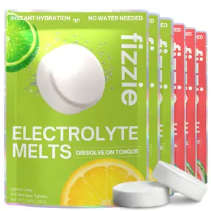 Fizzie Electrolyte Melts By Jason Derulo - Variety 6 Pack - Dissolving Electrolyte Tablets For Fast Hydration - Natural, Sugar-Free Hydration Supplement - 3x Watermelon, 3x Lemon Lime (60 Servings)
