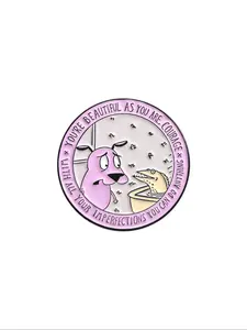 Unisex Cute Cartoon Dog & Letter Pattern Brooch Pins, Fashion Accessory, Round Shaped Badge for Daily Clothing Decor, Trendy All-match & Exquisite Brooch for Birthday Gift