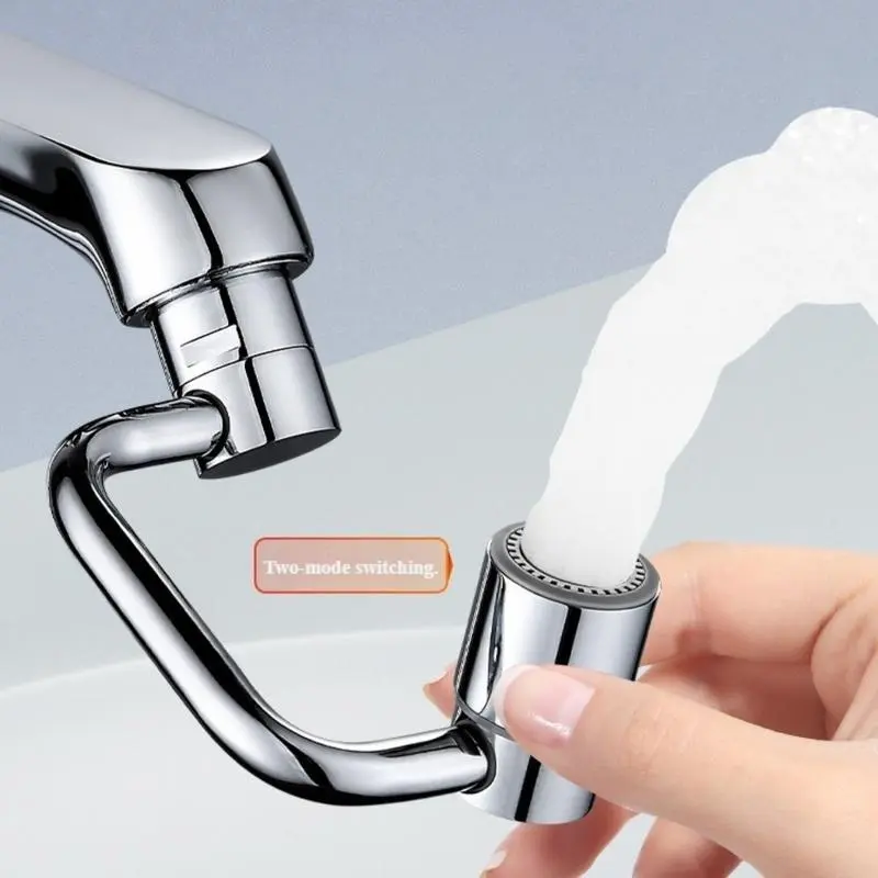 1440° Rotatable Stainless Steel Modern Faucet Aerator Extension, Dual Sprayer Mode Tap Head Replacement for Bathroom Bathing & Kitchen Bridge Faucets, Easy Cleaning Toddler-Friendly Smart Face Washing Attachment