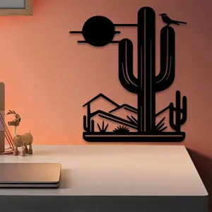 1pc Desert Cactus Metal Wall Art, Desert Cactus Statue Mural, Perfect for Living Room Wall, Office Wall, Southwestern Wall, Desert Decor, Ideal Gift for Plant Enthusiasts, Rust-Proof Metal
