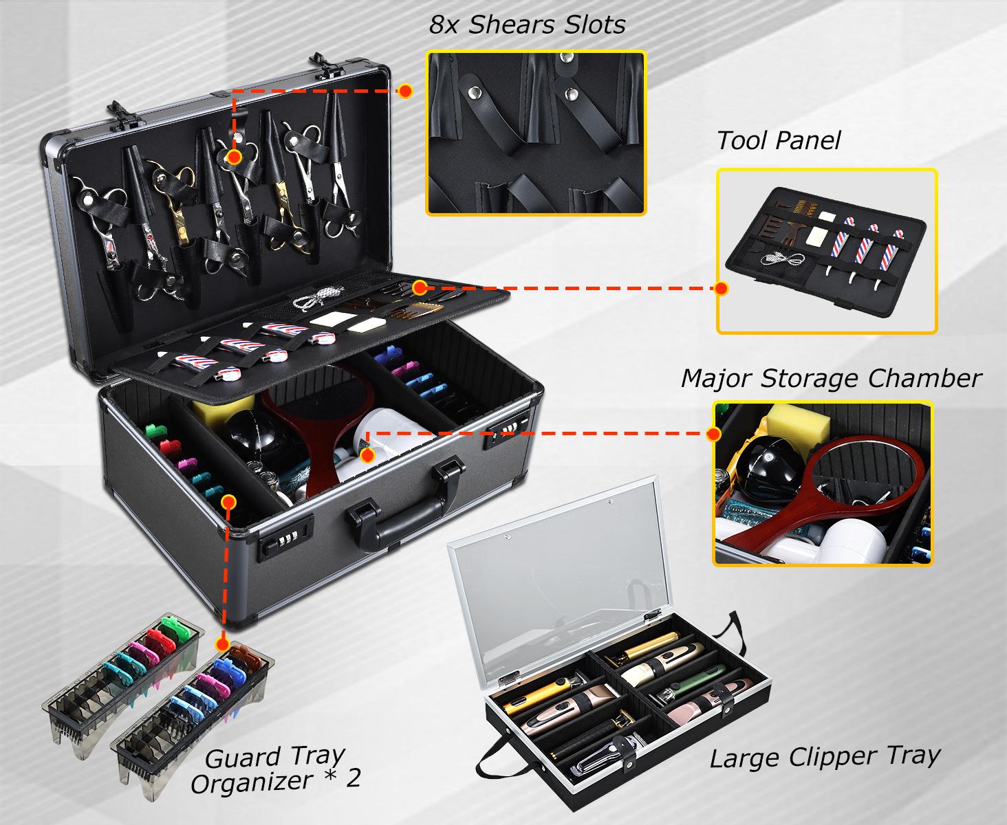 Professional Barber Case Large Hairdresser Carrying Suitcase with Combo Locks Barbers Briefcase Tool Case for Clippers and Supplies Hair Scissors Trimmer Salon Travel Organizer Professional Barber Case Large Hairdresser Carrying Suitcase with Combo Locks Barbers Briefcase Tool Case for Clippers and Supplies Hair Scissors Trimmer Salon Travel Organizer