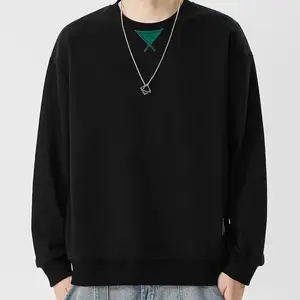 Men's Vintage Style Fashion Oversized Crew Neck Long Sleeve Knit Hoodie Pullover with Green Triangle Details Suitable for Everyday Activities Sports Autumn Winter Basic Casual Soft Top