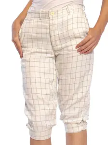 1920S Ivory & Black Linen Men's Plus Fours Checkered Pants With Patches Buckles At Cuff