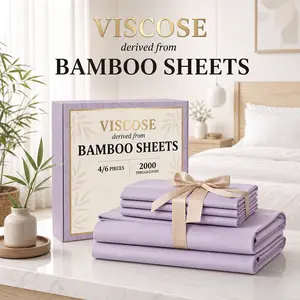 Jollyvogue 4/6pcs Extra Deep Pocket Sheets Bamboo Bed Sheet Set - kids & Pillowcase Set,Comfy Breathable Cooling Hotel Luxury Bedding for Women, Men and kids- Pockets, Ultra-Soft, Wrinkle Free