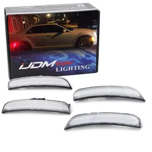 iJDMTOY Clear Lens Amber/Red Full LED Side Marker Light Kit For 2015-up Chrysler 300, Powered by Total 180-SMD LED