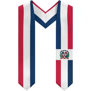 Class of 2025 Dominican Republic Country Flag Graduation Sash - National V Shape Stole for Summer Academic Regalia Vest