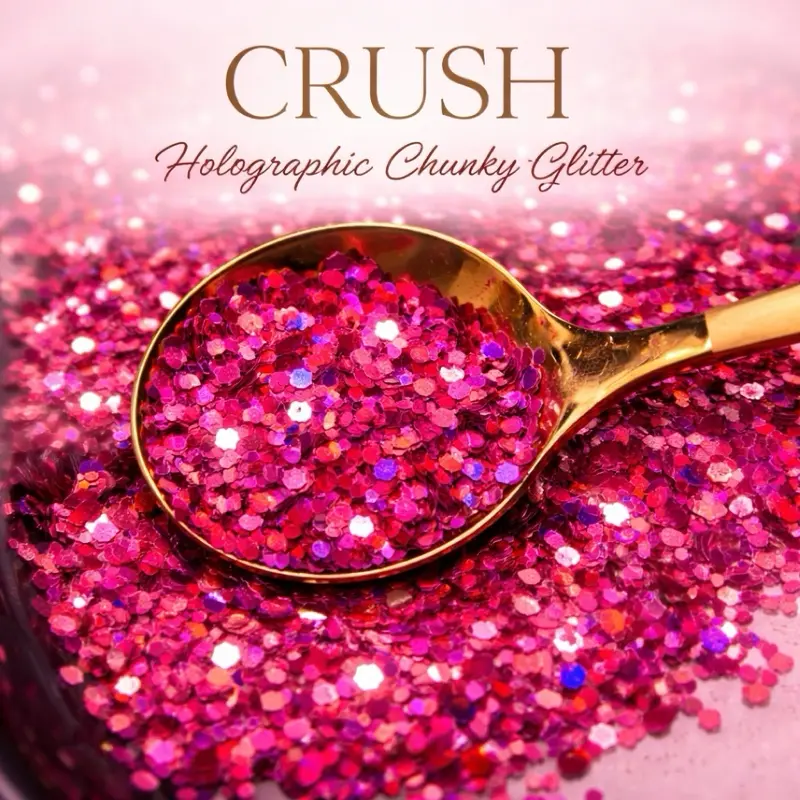 Reese & Riley Co. Crush High Quality Magenta Holographic Chunky Glitter Mix - Premium Glitter for Resin Art, Kids DIY Crafts, High Quality Glitter