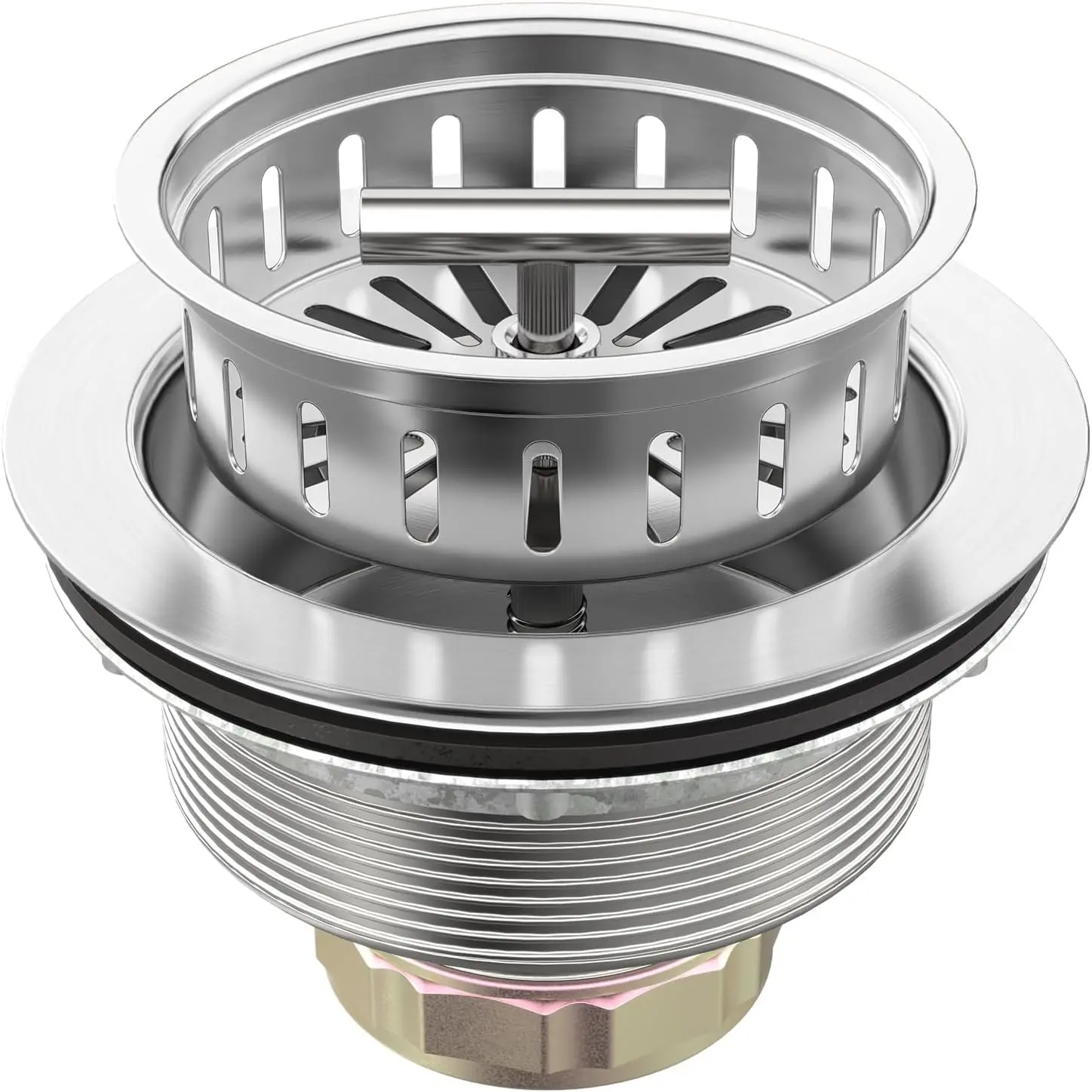B9171 Kitchen Sink Drain 3 1/2 Inch Kitchen Sink Drain Strainer Assmebly Kit Stainless Steel Sink Strainer Basket/Drain Stopper for 3.5'' Standard  Drain Hole (Brushed)