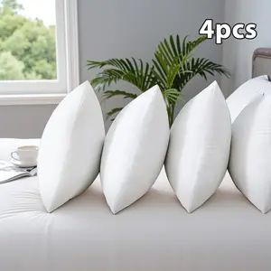 4pcs High Quality Fluffy Square Pillow Cores with Zipper - Plump White Stuffer Cushion Inserts, Ideal for Sofa, Bed & Patio Cushion Fillings, Perfect for Outdoor Camping And Travel, Great Family Gift Choice