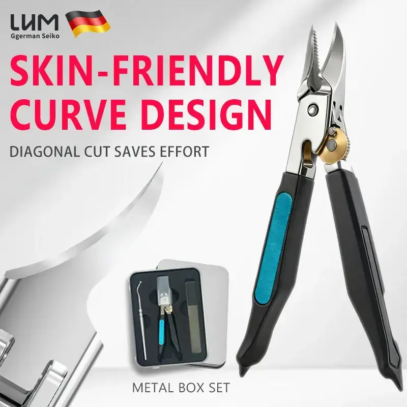 Heavy Duty Ingrown Toenail Clippers, Professional Toenail Trimmer, Sharp Curved Blade Pedicure Tools with Gear Switch, Foldable