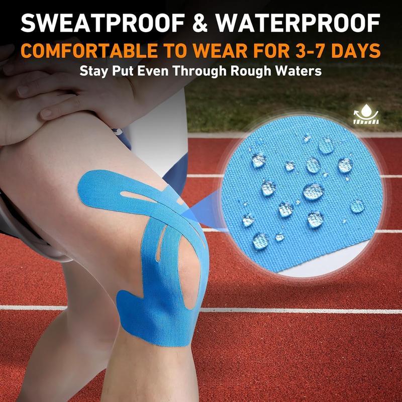 Precut Kinesiology Tape for Knees – Waterproof & Elastic Athletic Tape for Knee Support, Stability & Pain Relief | Breathable, Hypoallergenic & Latex-Free | Ideal for Basketball, Running & Training