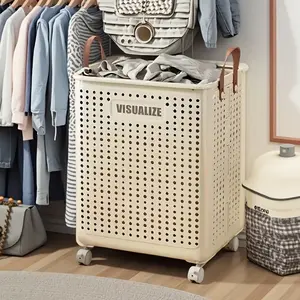 Large Rolling Laundry Cart - Multifunctional Personal Care Product Dispenser And Product Organizer with Handle - Space-Saving Home Storage Solution for Clothing, Accessories, Laundry Basket
