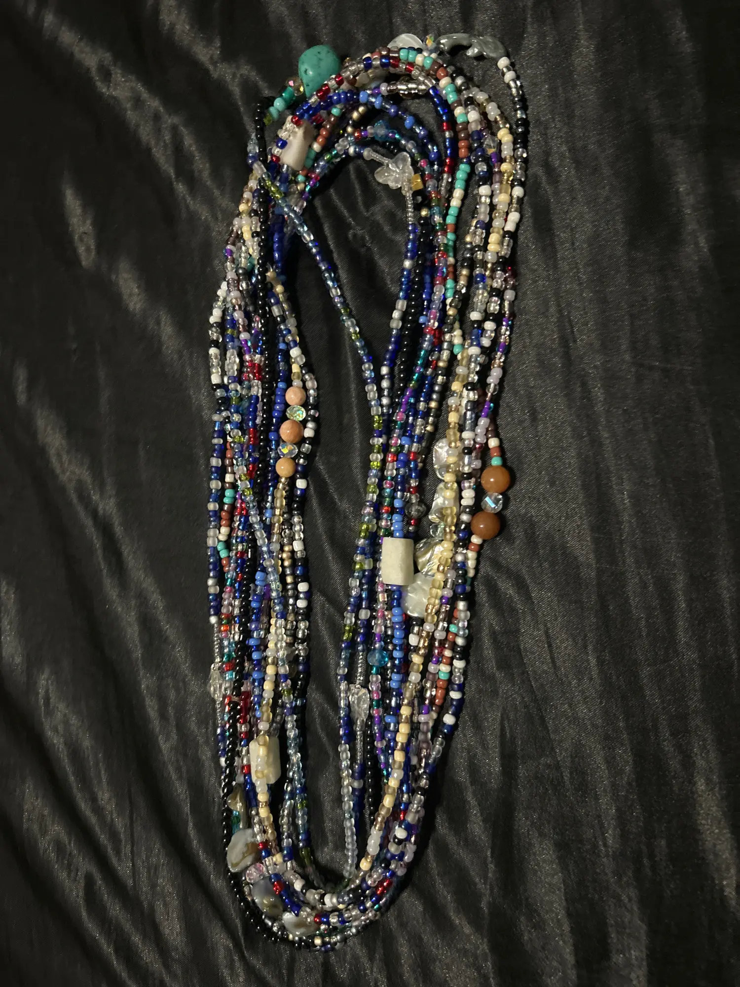 Stretchy Waist Beads with Crystals, Charms & Initials – Handmade Glass Body Jewelry”
