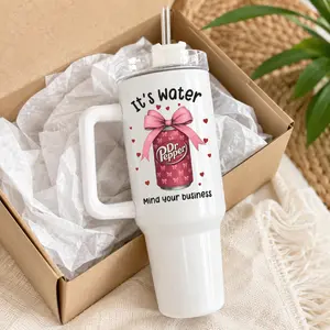 Dr Pepper Tumbler, 40oz Tumbler, Coquette Design, Christmas Gift, 40oz Stainless Steel, Tumbler with Handle, Soda Design, Perfect Gift