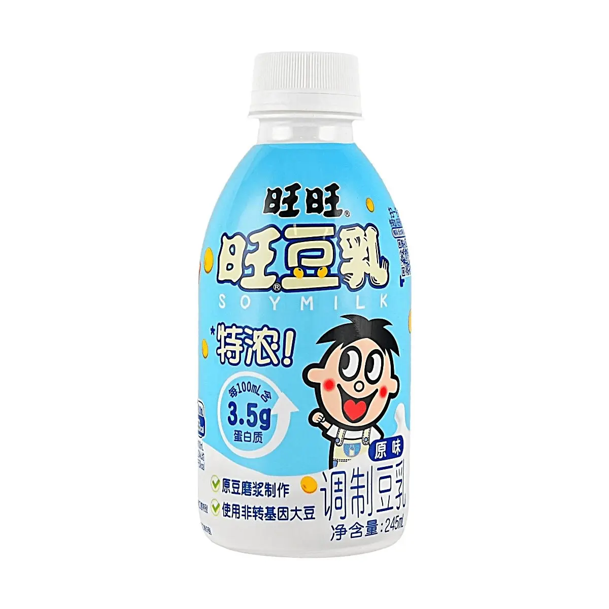 WANT WANT Soy Milk Original Flavor - Extra Rich, High Protein (3.5g/100ml), 245ml Bottle - Nutritious Breakfast Drink