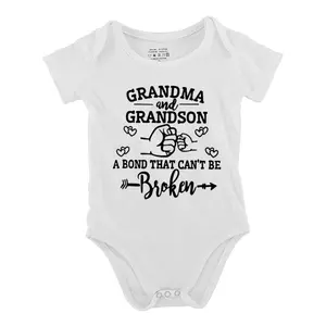 GRANDMA AND GRANDSON  Baby Bodysuit Letter Print Short Sleeve Baby Jumpsuits Onesie Outdoor Romper Comfortable Baby Outing Outfit Funny Infant Bodysuits
