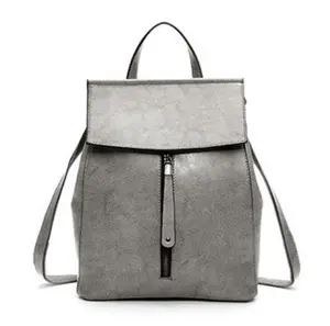 F38-[Genuine leather] New fashion solid color commuting backpack