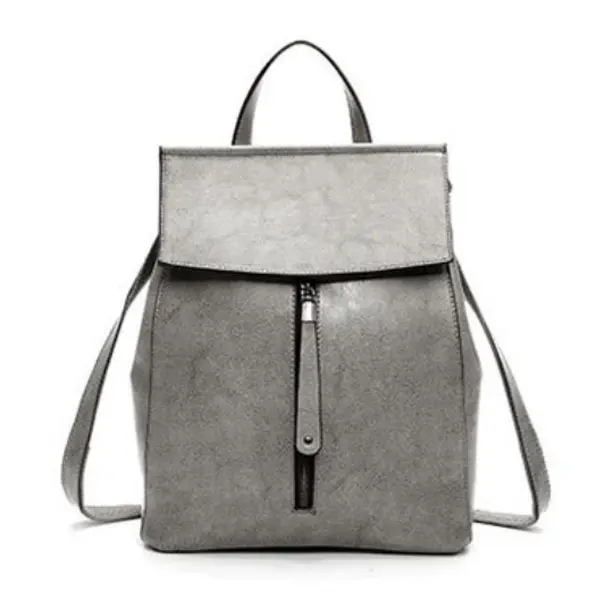 F38-[Genuine leather] New fashion solid color commuting backpack