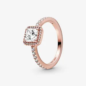 Pandora Square Sparkle Halo Ring Variant 3