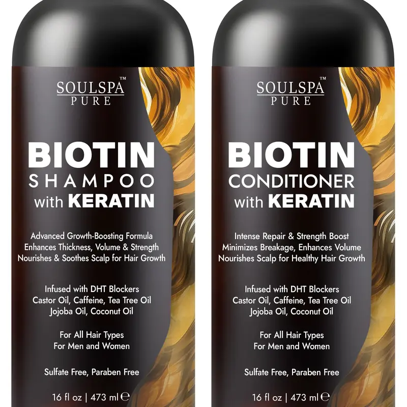Biotin Shampoo & Conditioner Set with Keratin for Hair Growth