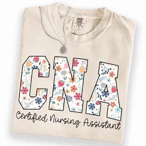 Comfort Colors CNA Shirt, Floral Certified Nursing Assistant Graphic Tee, Gift for CNAs