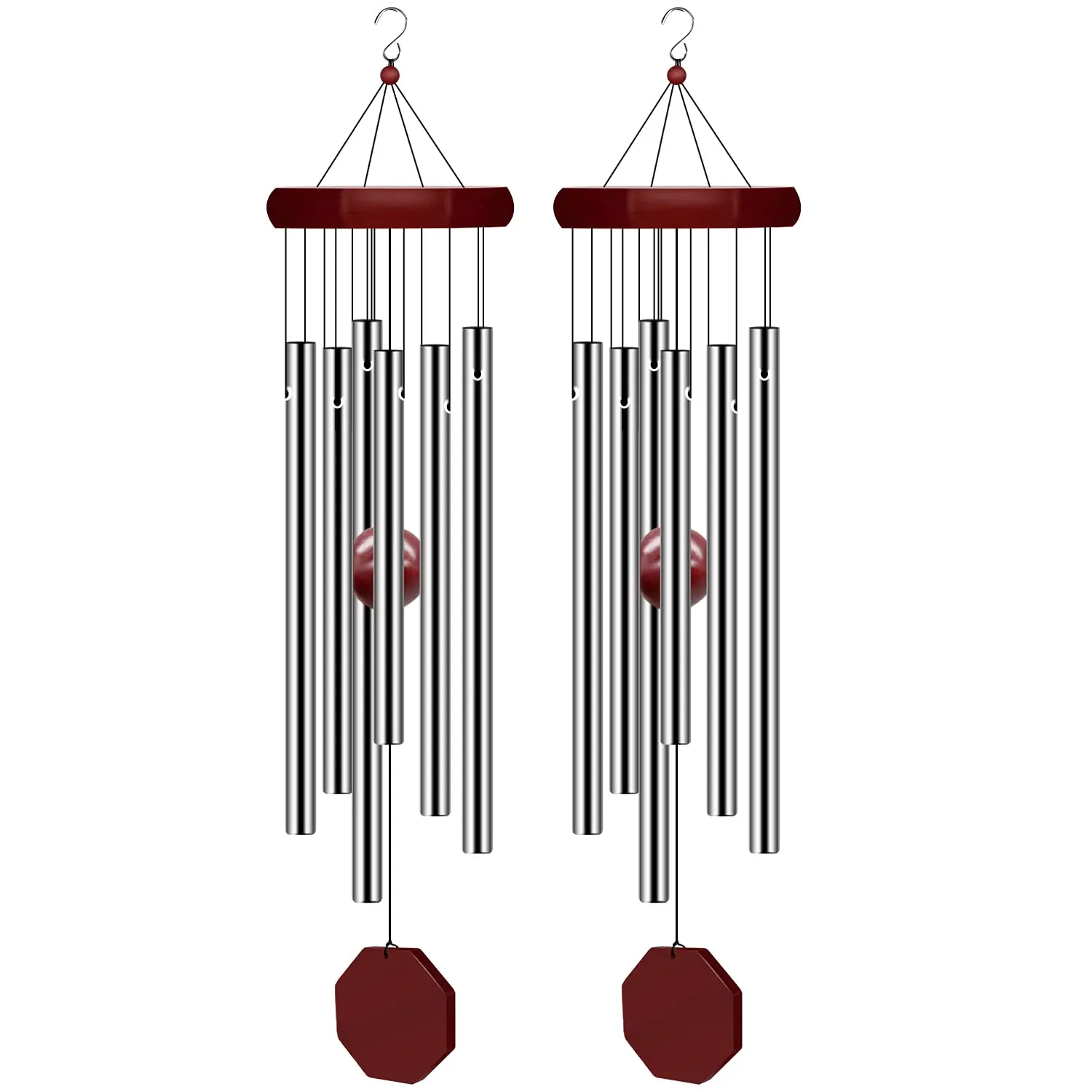 2-Pack Large Memorial Sympathy Wind Chimes, 6 Tuned Tubes Deep Tone Wind Chimes, Elegant Decor for Garden, Home
