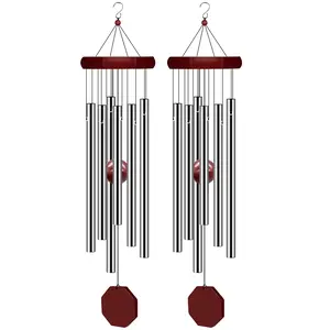 2-Pack Large Memorial Sympathy Wind Chimes, 6 Tuned Tubes Deep Tone Wind Chimes, Elegant Decor for Garden, Home