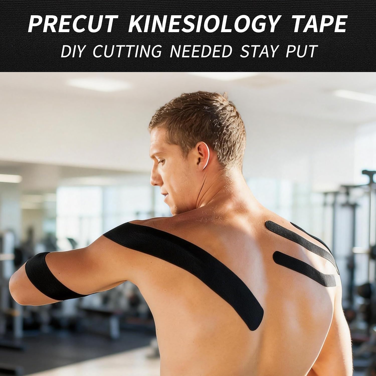 Elastic Athletic Muscle Support Tape/KT Tape Kinesiology Tape – Elastic Therapeutic Sports Tape for Knee, Shoulder, Back & Ankle – Muscle Support & Pain Relief for Athletes – Easy Removal with Oil