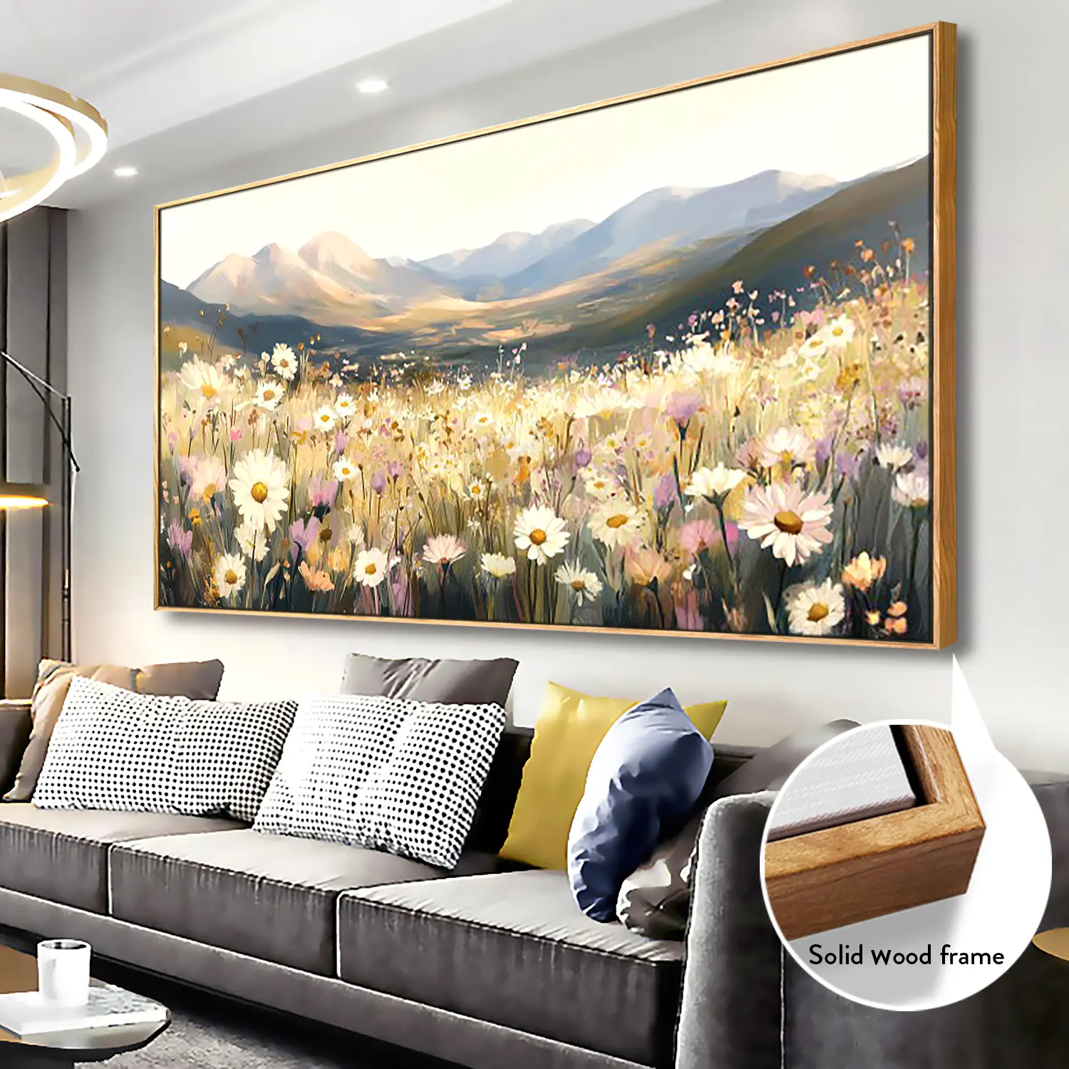 Solid wood frame - Abstract printed canvas art painting of floral scenery - Can be hung - Modern poster, wall decoration, decoration, room decoration, bedroom decoration, home decoration, bathroom accessories, wall art, bathroom, gift