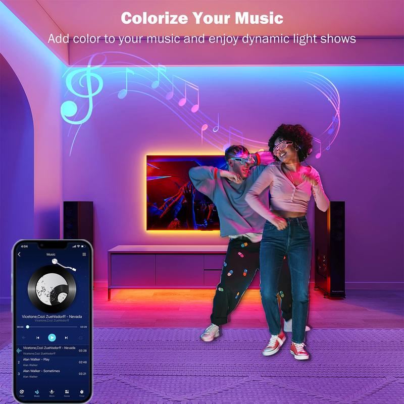 [New Deal] 100 ft. (2 Rolls of 50ft) RGB Led Lights for Bedroom Music Sync Remote App Control Bluetooth for Room Home Kitchen Décor Party