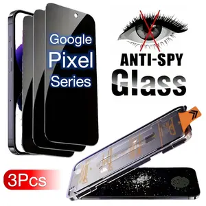 3-Pack Privacy Screen Protector for Google Pixel Series Smartphone, Anti-Spy Tempered Glass Film, Supports Ultrasonic Fingerprint, Dust-Free, Bubble-Free, Protection