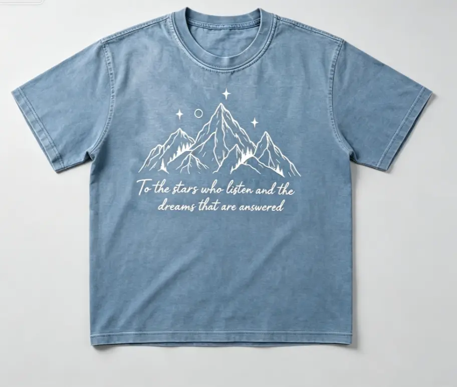Men's Cotton Short-Sleeve Crew Neck Casual Graphic Comfort Colors ACOTAR Vintage T-Shirt - Machine Washable Rhysand Book Merch Gift For Friends, Shortsleeve, Round Neck