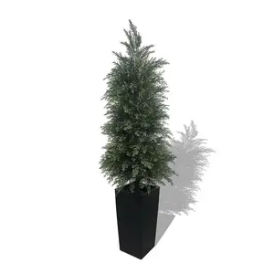 4ft faux cypress tree with black pot, total height 5ft, ideal decor for home office, great housewarming and festival gifts