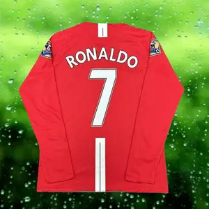2007 2008 Home Retro Red No.7 Ronaldo Long Sleeve Soccer Jersey