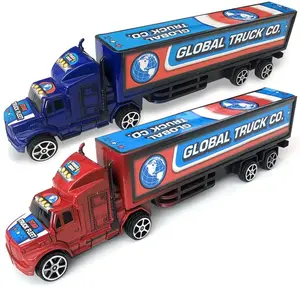 Pullback Semi Truck Toys, Set of 2, Pull Back Truck Toys for Kids in Red and Blue, Trailer Trucks for Hours of Pretend Play, Unique Car Party Decorations and Boys’ Room Decor