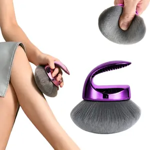 Body Kabuki Makeup Brush, Vegan Charcoal-Infused Bristles, Streak-Free Self Tanner Brush for Foundation, Bronzer and Leg Body Makeup, Oversized Ergonomic Blending Brush
