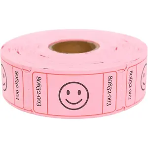 500 Raffle Tickets, Smile, Pink (6 Color Selection), Raffle Ticket Single Roll,Ticket for Events,Carnivals, Entry, Class Reward, Prizes