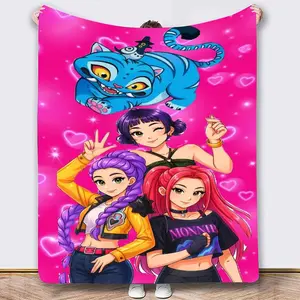 Anime Style Soft Flannel Blanket, Cozy and Warm for Home Office Car Camping, Perfect Gift for Birthday Holidays, Summer Air Conditioning Blanket, Figure Print Blanket