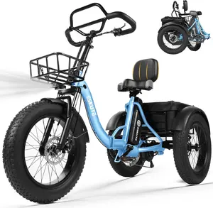 ESKUTE T300 Pro Electric Trike for Adults & Seniors, 1200W Peak Motor, Up to 80 Miles Range with 998.4Wh Battery, Foldable 3-Wheel Step-Thru E-Bike, 20"x4.0" Fat Tires, Stable & Safe, Butterfly Handlebars, Front & Rear Baskets