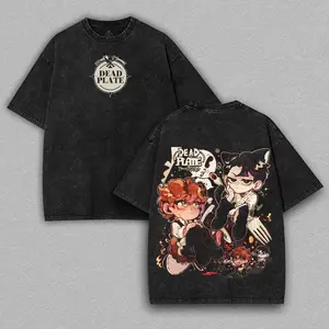 Dead Plate Double Sided T-Shirt Vintage Washed Oversize Unisex Tee, Indie Game Inspired Streetwear tee unisex heavyweight cotton t-shirt washed vintage christmas gift ideas