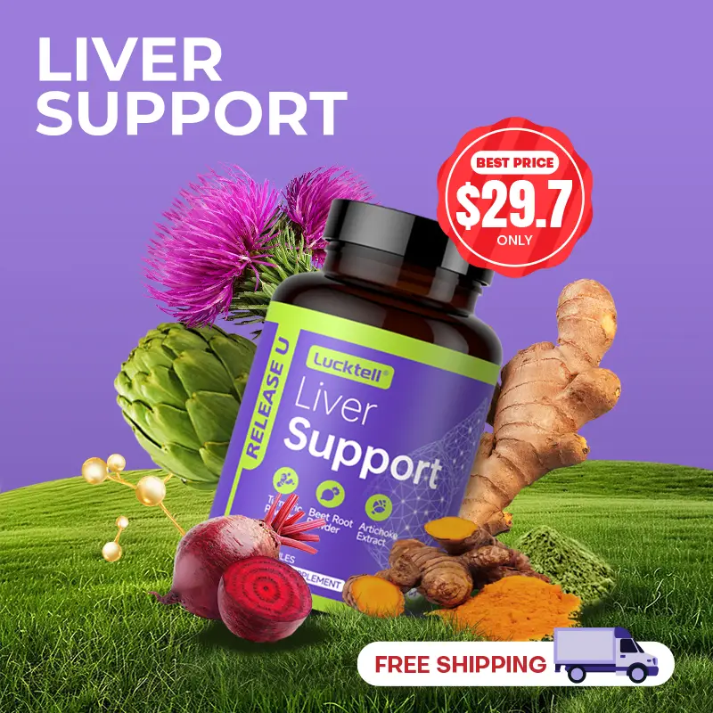 LUCKTELL Liver Support - Liver Detox,Repair & Regeneration, Healthcare, Dietary, Fitness, Turmeric Powder, Milk Thistle Powder, Beetroot, 60 Capsules,