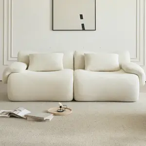 Sofa in a Box, Memory Foam 2-Seater Couch, Modern Compression Sofa with Deep Seat, No Assembly Required, Couch for Living Room Bedroom Apartment, White   WL