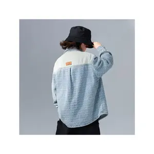 Casual Jacket for Boys in a Gradient Blue Denim Jacquard for Spring Fashion