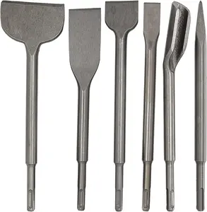 SDS Plus Hammer Drill Chisel Set, Rotary Hammer Bits Set Including Tile chisel, Grooving Chisel, Scrapping Chisel, Flat Chisel, Point Chisel, Scaling Chisel for Tile Masonry Concrete Brick Stone Work