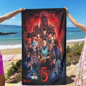 Stranger Things Season 5 Theme Art Beach Towel, Soft Absorbent Towel, Quick-Dry Ultra-Soft Polyester Fiber, Multi-Purpose Yoga Travel Swimming Camping, Gift